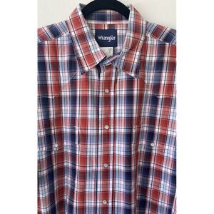 Vintage Men's Sz 2XLT Wrangler Long Sleeve Pearl Snap Plaid Western Shirt EUC